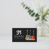 Music Gitarre Lehrer Social Media Logo Custom Visitenkarte (Stehend Vorderseite)
