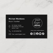 Music Gitarre Lehrer Social Media Logo Custom Visitenkarte (Rückseite)