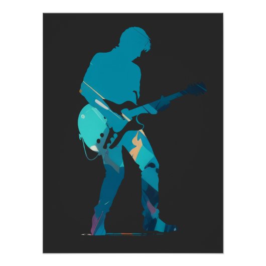 Music Gitarre Player Concept Fun Silhouette Style Poster (Vorderseite)