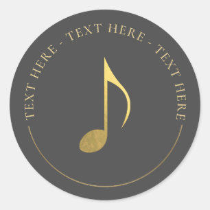 Music Gold Achte Note Round Aufkleber