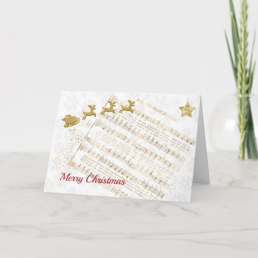 Music Gold Santa Song Weihnachtskarte Feiertagskarte (Vorderseite)
