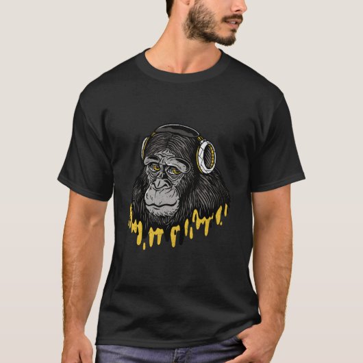 Music Gorilla Monkey Headphones T-Shirt (Vorderseite)