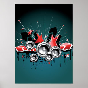 Music Graphic Speakers Audio Poster