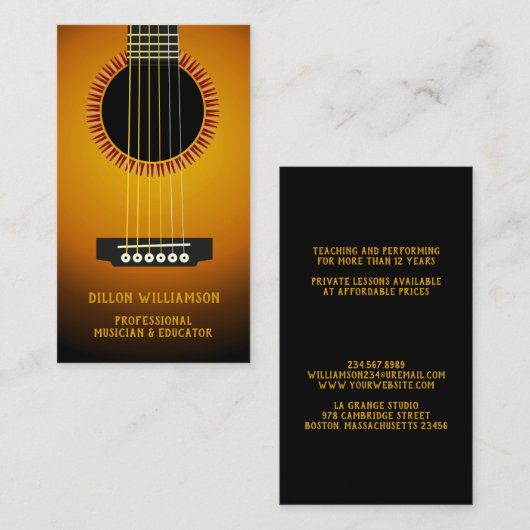 Music Guitar Business Card Visitenkarte (Vorne/Hinten)