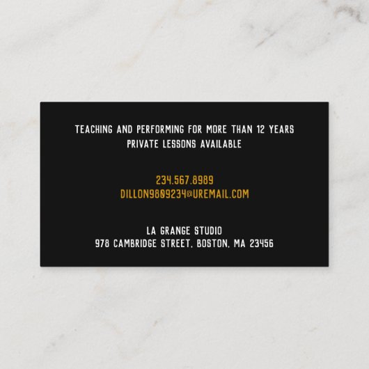 Music Guitar Business Card Visitenkarte (Rückseite)