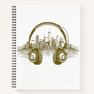 Music Headphone City Rhyme Wonderful Vibes Vector Notizblock