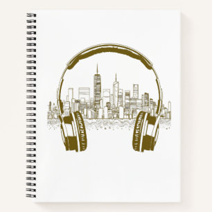 Music Headphone City Rhyme Wonderful Vibes Vector Notizblock