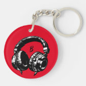 Music Headphones DJ Birthday Party Schlüsselanhänger (Rückseite)