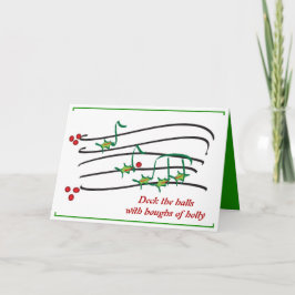 Music Holly Berries 1 zeitgenössische Weihnachtska Feiertagskarte