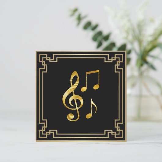 Music icons, gold on black, karte (Stehend Vorderseite)