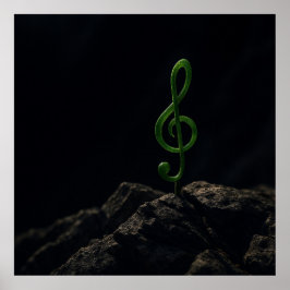 Music if Life - Treble Clef Pflanze on a Rocky Mou Poster