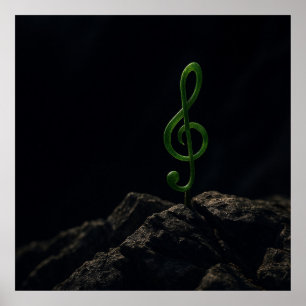 Music if Life - Treble Clef Pflanze on a Rocky Mou Poster