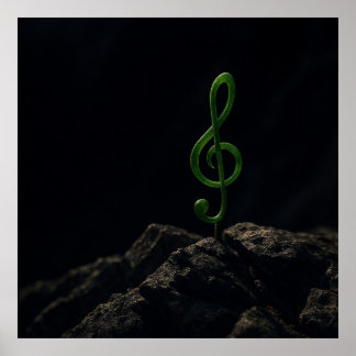 Music if Life - Treble Clef Pflanze on a Rocky Mou Poster