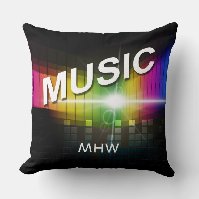 Music Illustration benutzerdefinierte Monogramm-Wu Kissen (Vorderseite)