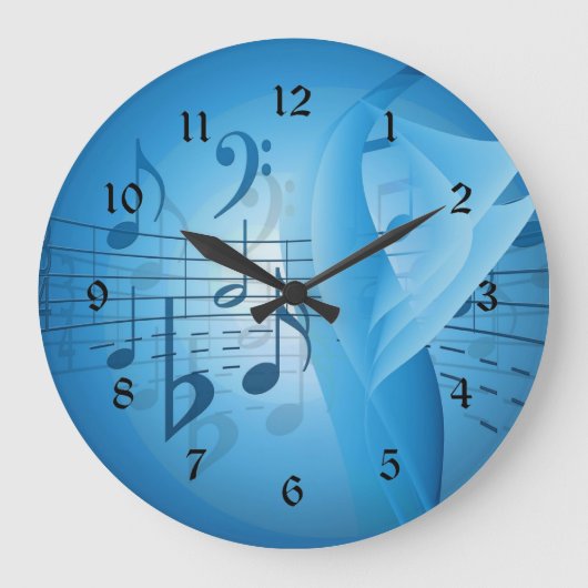 Music in Blue Große Wanduhr (Vorderseite)