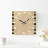 Music Inspired Vintage Looking Quadratische Wanduhr (Zuhause)