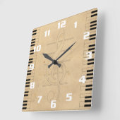 Music Inspired Vintage Looking Quadratische Wanduhr (Winkel)