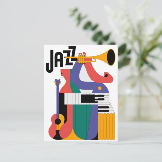 music instruments design postkarte (Stehend Vorderseite)