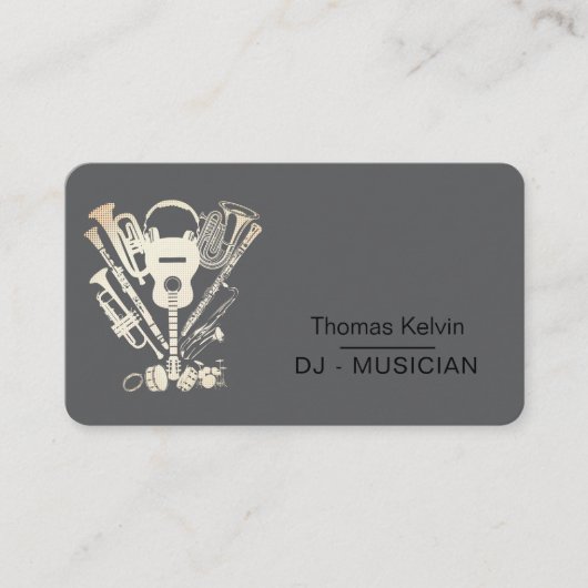 Music Instruments Event Organizer DJs Player Visitenkarte (Vorderseite)