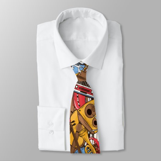 Music Instruments Jazz Neck Tie  Krawatte (Gebunden)