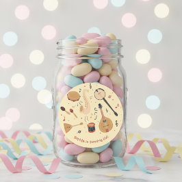 Music instruments kids birthday runder aufkleber