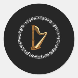 Music Irish Harp Player Musical Notes Irland Runder Aufkleber