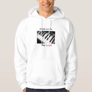 Music is Life Hoodie Sweatshirt White