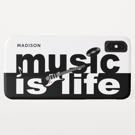 Music is Life individuelle Name Handys Case-Mate iPhone Hülle (Rückseite (Horizontal))