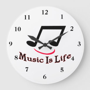 Music Is Life Musical Note Große Wanduhr