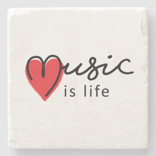 Music is life. Muziek is mijn leven, met hartje. Steinuntersetzer (Vorderseite)
