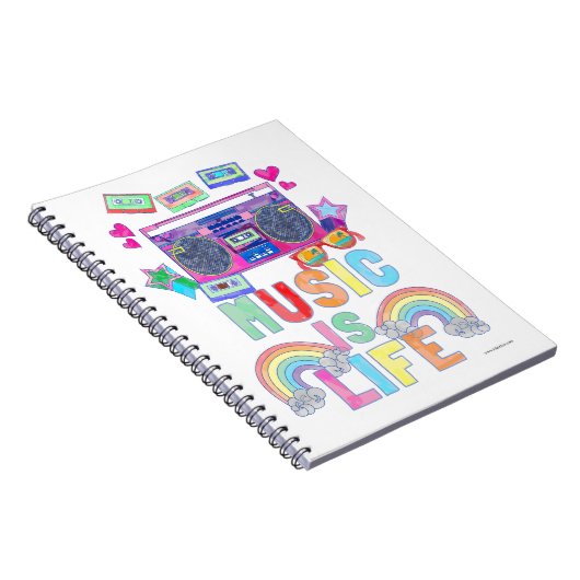 Music is Life Slogan Cool Retro Art Design Notizblock (Rechte Seite)