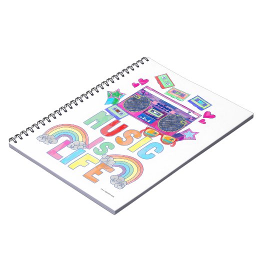 Music is Life Slogan Cool Retro Art Design Notizblock (Linke Seite)