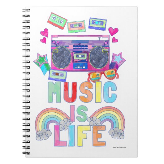 Music is Life Slogan Cool Retro Art Design Notizblock (Vorderseite)