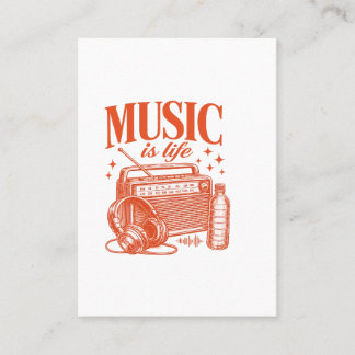 Music Is Life Vintage Design Visitenkarte