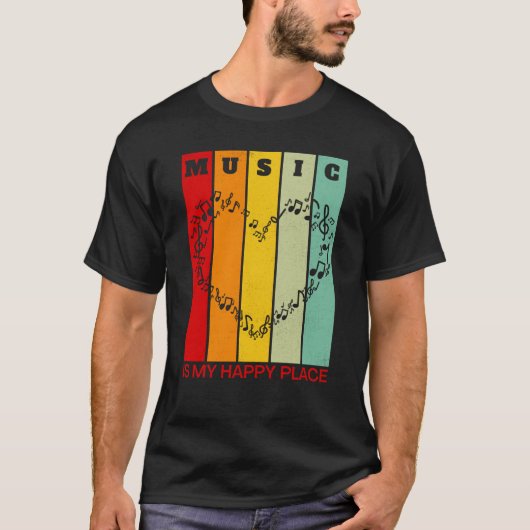 Music is My Happy Place Valentine Musician Singer T-Shirt (Vorderseite)