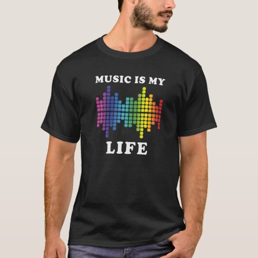 Music is my Life Equalizer DJ Cool T-Shirt (Vorderseite)