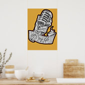 Music Is My Life - Vintage Microphone Drawn  Poster (Küche)