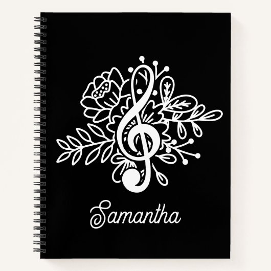 Music Journal Treble Clef Blume Musiker Notizblock (Vorderseite)