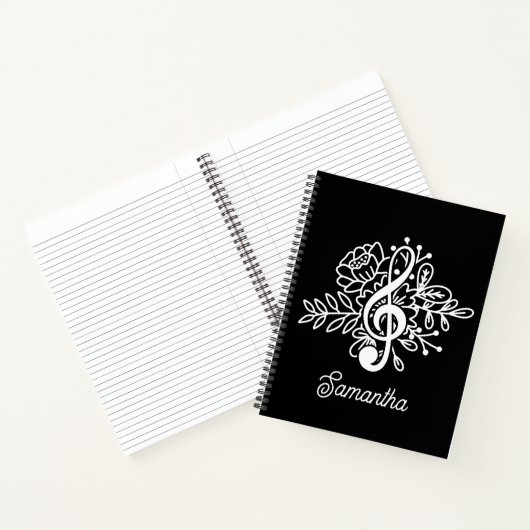 Music Journal Treble Clef Blume Musiker Notizblock (Innenseite)