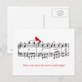 Music & Kardinal Red Bird Weihnachtskarte Feiertagspostkarte (Vorne/Hinten)