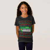 Music Keyboard Uggli Christmas Sweater Xmas Lights T-Shirt (Vorne ganz)