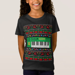 Music Keyboard Uggli Christmas Sweater Xmas Lights T-Shirt