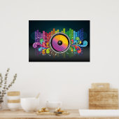 Music Lautsprecher farbige künstlerische Illustrat Poster (Küche)