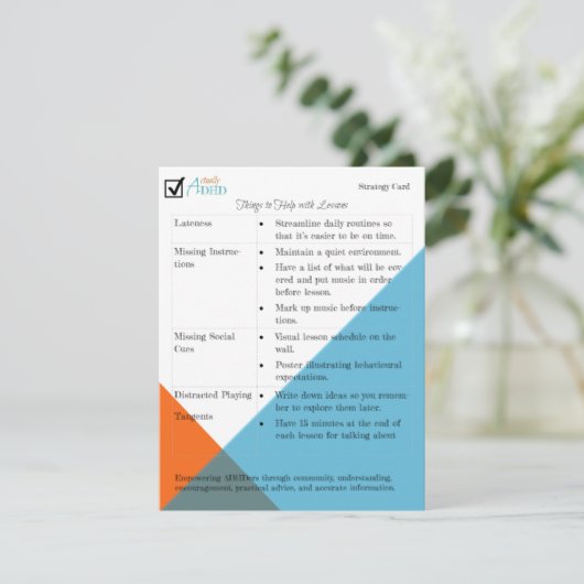 Music Lesson Strategy Card (Stehend Vorderseite)