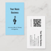Music Lessons QR Code Simple Treble Clef Blue Visitenkarte (Vorne/Hinten)