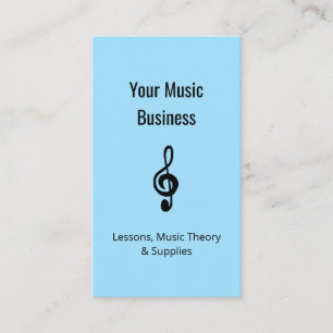 Music Lessons QR Code Simple Treble Clef Blue Visitenkarte