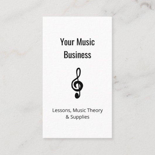 Music Lessons QR Code Simple Treble Clef Visitenkarte (Vorderseite)