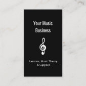 Music Lessons Simple Treble Clef QR Code Black Visitenkarte (Vorderseite)