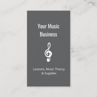 Music Lessons Simple Treble Clef QR Code Gray Visitenkarte