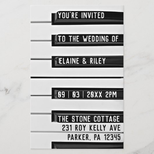 Music=Liebe Piano Foto Budget Einladung Hochzeit Flyer (Vorne)